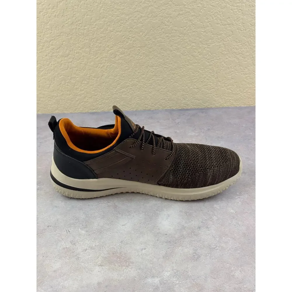 Skechers Delson 3.0 Men's Size 13 Brown Fabric Leather Slip-On Shoes 210238